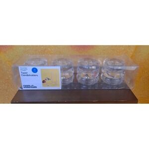 Room Essentials 4 Pack Clear Bubble Glass Taper Candle Holder 2 3/4" Tall